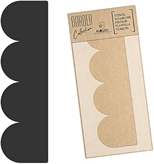 NAKLEO Border Reusable Plastic Wall Stencil - 21x45cm / 8 x 17 - Frill Semicircle Ruffle 10 - Pattern Painting Stripe DIY Art Craft Template - Fabric Furniture Wood