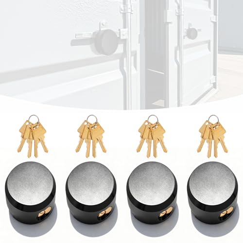 Image of IRONWALLS 4-Pack Puck Locks Keyed Alike, Heavy Duty Hidden Shackle Padlocks with Keys, Black Steel Round Puck Lock for Trailer Door Hasp, Shackle Opening Size 1.7 inch(L) x0.6(H) x1.2(D), Without Hasp