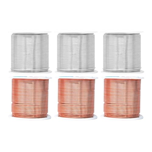 Image of Mandala Crafts 18 GA Copper Silver Tone Combo Anodized Aluminum Craft Wire | 450 FT, Colored, Flexible, Bendable for Bonsai Armature Sculpting Wire Wrapping Jewelry Making, Weather & Tarnish Resistant