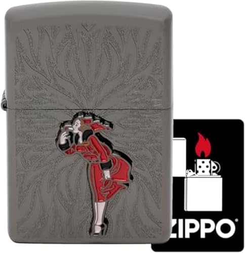 Encendedor Zippo de Aceite con Diseño Negro Doble Cara miniatura 2