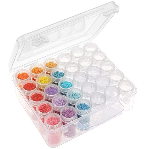 Image of 30 Grids 5D Diamond Painting Box Portable Clear Storage Containers With Label Stickers and Lids for Beads Seeds Glitter Rhinestones Jewelry Diamond Dots Crafts DIY Accessories(30 Jars)