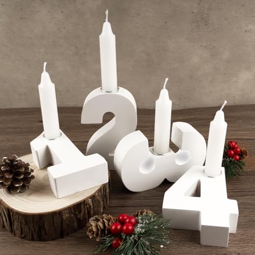 BOFUNX 4er Adventszahlen Kerzenhalter Holz Kerzenständer 1 2 3 4...