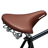 ROCKBROS 自転車 サドル 痛くない 衝撃吸収 サスペンション付き ソフトサドル 防水 人間工学 レトロ おしゃれ シティサイクル クロスバイク ママチャリ 折りたたみ自転車 ブラウン