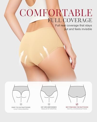 TANSTC Slips Damen, Unterhosen Frauen Baumwolle Mehrpack 6er Hipster Niedrige Taille, S 5