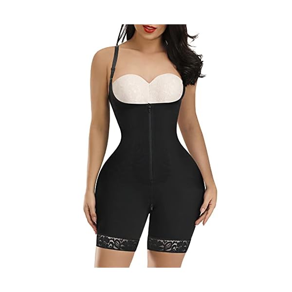FeelinGirl-Shapewear-for-Women-Tummy-Control-Fajas-Colombianas-Body-Shaper-for-Women-Zipper-Open-Bust-Bodysuit-Waist-Trainer FeelinGirl Shapewear for Women Tummy Control Fajas Butt Lifter Open Bust Bodysuit Zipper Full Body Shaper Black L