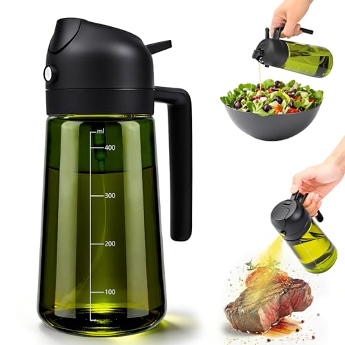 MRUN BONE 2 in 1 Ölsprüher für Speiseöl, UV-Schutz Sprühflasche Öl, 470ML Cooking Oil Sprayer,...