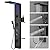 Homevacious 4 In 1 Shower Panel Shelf LED Rainfall Shower Head and Adjustable Massage Body Jets 3-Functions with Handheld Shower Tub Spout Stainless Steel Bathroom Shower Fixtures Matte Black