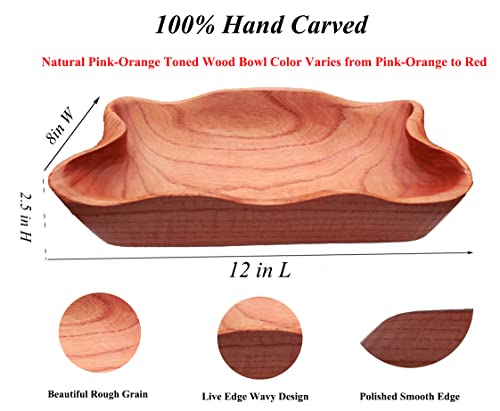 Wavy Live Edge Wooden Bowls For Decor+Wood Beads Garland, Handmade Key Bowl For Entryway Table Decor, Wood Bowls Decorative Wooden Fruit Bowl, Hand Carved Root Centerpiece Display Potpourri Wood Bowl #TOP5