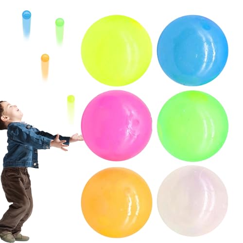 Pelotas Adhesivas para Techo, Pelota Luminosa, Pelotas Adhesivas Que Brillan En La Oscuridad Y Se Pegan Al Techo, Juguetes De Alta Rebote para Aliviar El Estrés De Los Niños (6 Unidades)