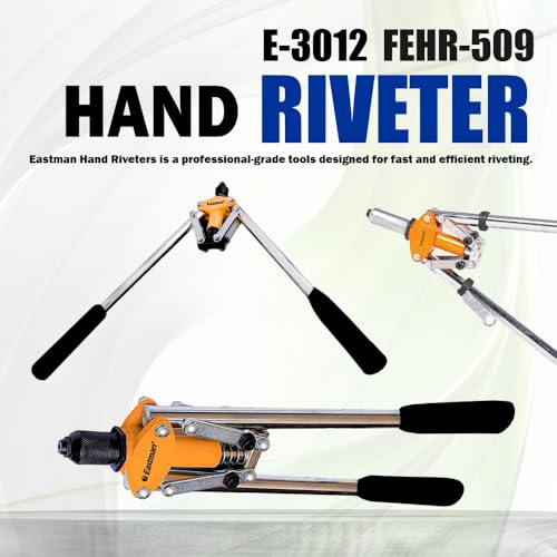 Image of Eastman Hand Riveters 509 mm Pop Rivet Gun Fast Hitting Professional Chrome Handled Riveting Tool for Metal Furniture Automotive Home Workshop (E-3012)