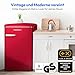 MEDION Retro Kühl-Gefrierkombination (95L Kühlschrank, 13L 4 Sterne Gefrierfach, 108 Liter Nutzinhalt, LED Innenbeleuchtung, Stufenlose Temperaturregelung, MD 37790) rot