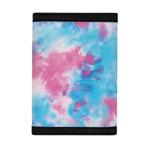 Blue Pink Tie Dye Wallets for Women Multi Card Holder Wallet Clutch Purse Card with Coin Pocket and Photo Album Organizer,Girls Novelty Wallets for Outdoor Use3