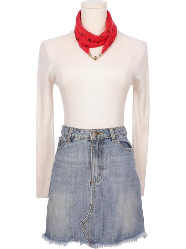 Women's 1950s Polka Dots Chiffon Square Scarf, Retro Pendant Necklace Scarves with Magnetic Buckle2