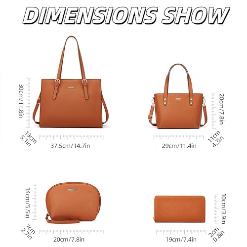4pcs Purses and Handbags for Women Large Tote Bag Leather Shoulder Bag Satchel Purse Wallet Set3