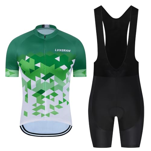 Men's Cycling Jersey Sets Road Bike Jersey Bibs + Shorts with 20D Gel Pad MTB Riding Clothing Kit