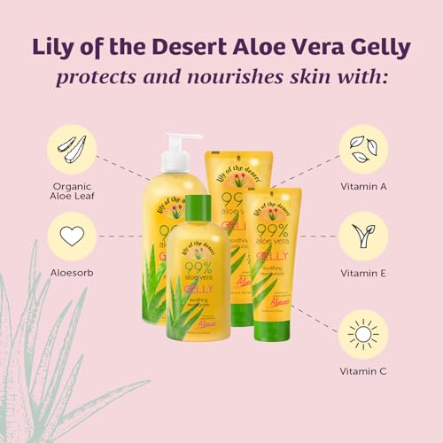 Lily Of The Desert Gelly Moisturizer - 99% Organic Aloe Vera Gel for Skin, After Sun Care with Aloe, Vitamin E Oil, and Vitamin C for Sunburn Relief, 4 Fl Oz - Image 5