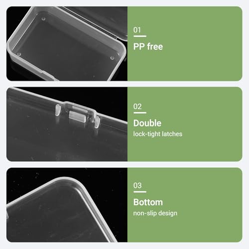 Image of COMNICO 30 Pack Small Clear Plastic Beads Storage Containers Box Mixed Sizes Rectangular Mini Empty Organizer with Hinged Lids for Collecting Small Items Art Craft Jewelry Business Cards Hardware