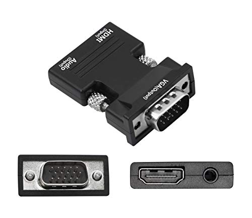 Image of YACSEJAO HDMI to VGA Adapter with 3.5mm Audio Jack HDMI Female to VGA Male Converter，Compatible for Computer, Desktop, Laptop, PC, Monitor, Projector, HDTV, Chromebook, Roku, Xbox and More