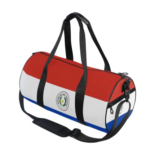 Bolsa de gimnasio ligera de lona para viajes con bandera de Paraguay
