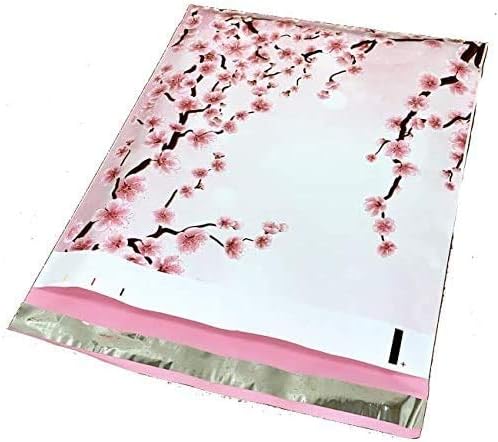 Miniatura 5 de Sobres de polietileno de diseño de 10 x 13 pulgadas paquete variado #9  Pavo real, diamante geométrico de mármol, hibisco rosa, flor de cerezo