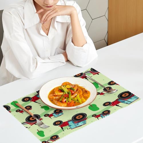 Sets de table tracteur rouge lavables et résistants à la chaleur - 7