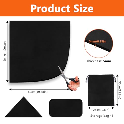 Feuerfeste Unterlage, 50x50cm Hitzebeständig Hitzeschutzmatte, 5mm Stark Carbonfilz Feuerschutzmatte mit Aufbewahrungstasche, Feuerfeste Matte für BBQ Grills,Camping,Schweißen,Kamin,Rasen – Bild 5