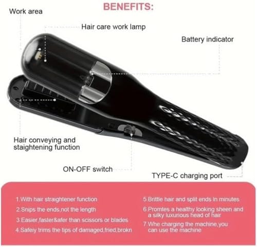 WRIZTI Cordless Split End Hair Trimmer, Black - Image 6