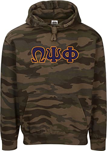 Fashion Greek Omega Psi Phi Embroidered Camo Twill Letter Hoodie