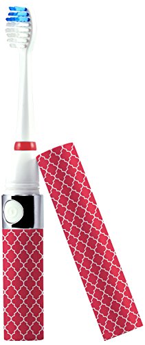 Pursonic S52 Portable Battery Operated Sonic Toothbrush To-Go with 2 Brush Heads & AAA Battery Included, Pink Lattice, 0.2 Pound