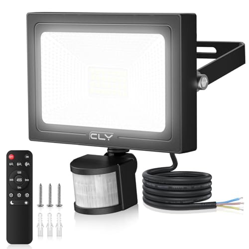 CLY 25W LED Strahler mit Bewegungsmelder Außen Fernbedienung 2350LM 6500K Kaltweiß LED Fluter mit Sensor IP66 Wasserdicht Außenstrahler 4 Modi Scheinwerfer für Garage Garten Ho