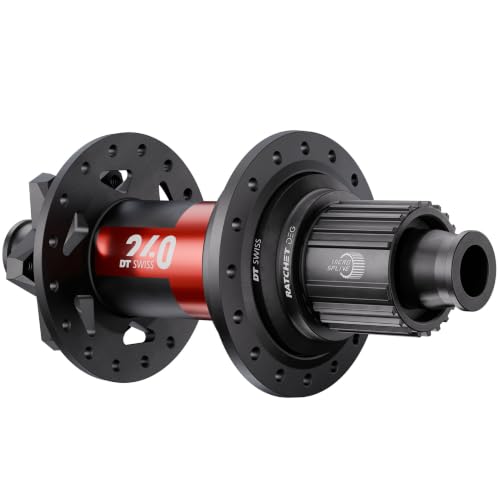 DT Swiss 240 Degree 12mm by 148mm MicroSpline J-Bend Black Red Rear Hub