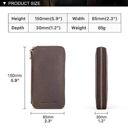 Image of CONTACT'S FAMILY Watch Box Travel Watch Case Genuine Leather for 2 Watches Travel Watch Case Zipper Watch Pouch Vintage Watch Storage Box For Men (Coffee)