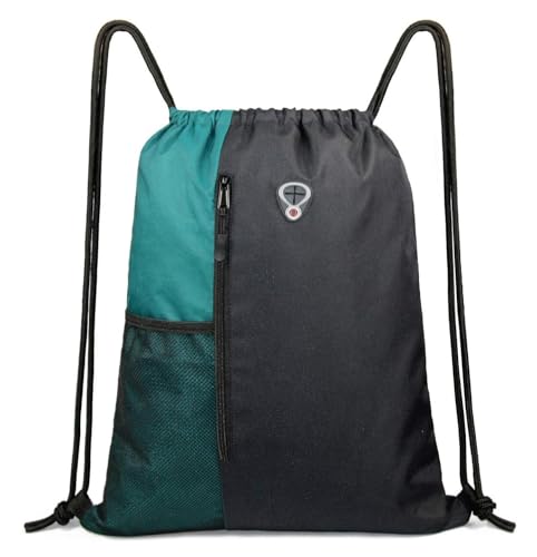 Image of ALASKA Drawstring Backpack Sports Gym Bag Large Size (18 Inch x 14 Inch) for Women & Men, Large Size With Two Zipper Pockets and Water Bottle Mesh Pocket.