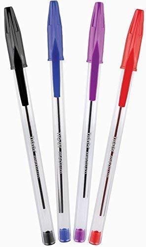 50 Assorted Black Blue Red Purple Ultra-Glide 1mm Medium Ballpoint Pens 301950