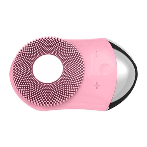 Cepillo facial eléctrico – Silicona | Limpiador facial Vibración ultrasónica | 4 velocidades Calefacción Piel Sensible Mujer Viaje Gimnasio Spa Cuidado Exfoliante Limpieza Profundo