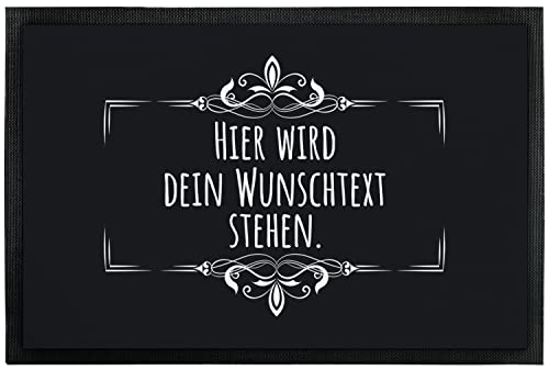 Fußmatte personalisiert Dein Wunschtext 3zeilig - originelles Geschenk - rutschfeste Schmutzfangmatte Eingangstürmatte Fußabtreter Innen & Außen | Weihnachten | Einweihungsgeschenk (Schwarz 60x40cm) Cover