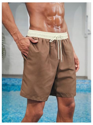 Verdusa Men's Colorblock Drawstring Waist Swim Trunks Summer Beach Board Shorts with Pockets3