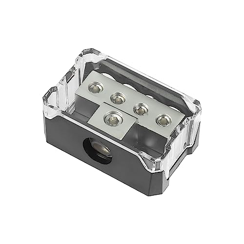 Image of X AUTOHAUX 0/1 in 4 Gauge Out 4 Ways AMP Power Distribution Block Silver Tone