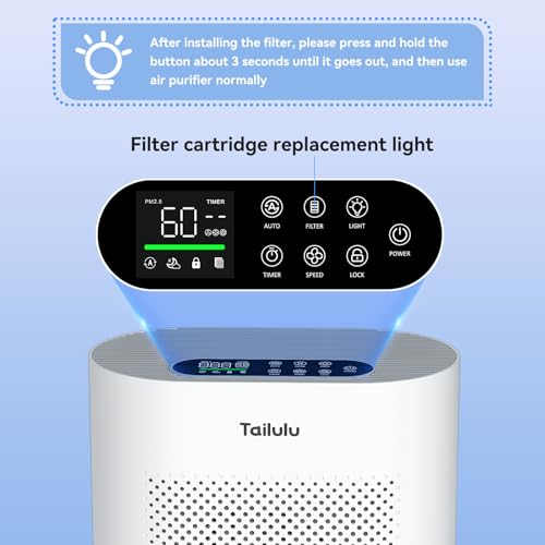 Image of Tailulu Air Purifier Filter for Tailulu HQKJ-180 Air Purifier, H14 Grade True HEPA for Large Room Filter Allergies Pollen Smoke Dust Pet Dander, HQKJ-180 Replacement Filter (Green 1Pack)