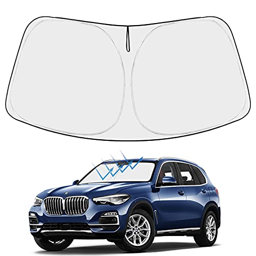 Proadsy Windshield Sun Shade for 2019-2025 2026 BMW X5 M Sport xLine SUV 4-Layer Foldable Front Sunshade Protector Sun Visor Blocks UV Rays Keep Car Cooler Accessories