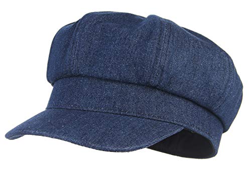 GEMVIE Women Cotton Denim Newsboy Hat 8 Panel Baker Boy Cap Beret Sun Visor Cap Dark Blue GEMVIE Women Cotton Denim Newsboy Hat 8 Panel Baker Boy Cap Beret Sun Visor Cap Dark Blue