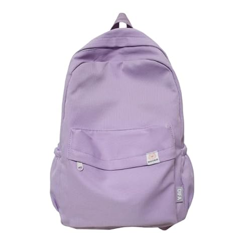 KTTGYRE Schulrucksack Wasserdichtes Nylon Frauen Rucksack Frauen Reisetasche Rucksäcke Schulbag Für Teenager Mädchen Solid Color Bookbag-Purple