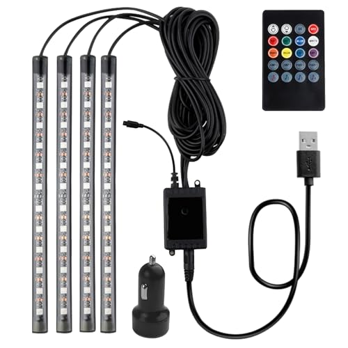 Fsaklaskdy Voiture Interieur 4 Pièces, Lumières d'Ambiance Voiture Éclairage Intérieur, Bande Lumineuse de Musique pour TV Auto, Car Accessories pour Men...