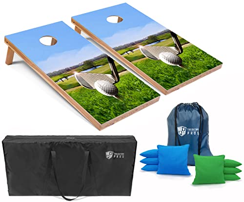 Tailgating Pros American Themed Cornhole Board Set - Official Regulation Size 4x2 Corn Hole Toss Game w/Set of 8 Bean Bags and Carrying Case - Outdoor Tailgate Yard Game