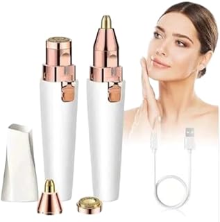 Sk Painless Lip Hair Removel 2 in 1 Hair Removing White Eyebrow Trimmer 2 in 1 Painless Eyebrow Trimmer and Facial Hair removel 2 in 1 jari Flawless and Epilator, Lips Hair Removel, Nose ORE-P203