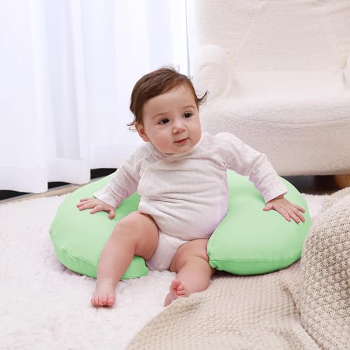 QUENESS Nursing Pillow, Plus Size Breastfeeding Pillow Original Support for Baby Boys Girls Breastfeeding Essentials, with Removable Soft Cotton Cover (Green, Large (25.59 * 20.08 * 6.30 Inches))