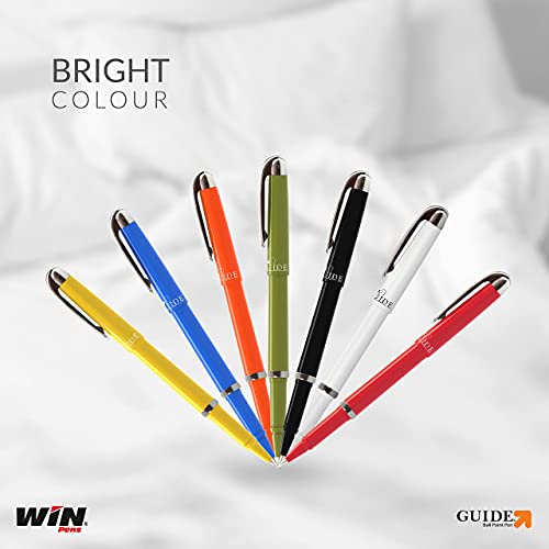 Image of WIN Guide Ball Pens | 30 Pens with 30 Refills, Blue Ink | Premium Pens with Stylish Metallic Clip | 0.6mm Sharp Tip for Smooth Writing | Refillable Pen | Ideal for Students & Exams