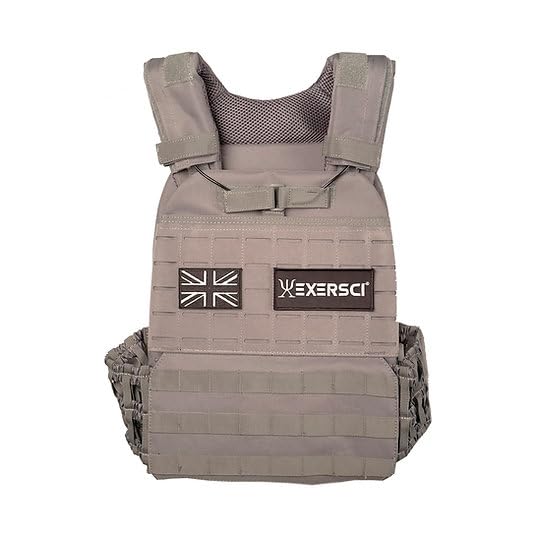 Exersci® Tactical Weighted Vest (1.5kg - 23.5kg) - Calisthenics, Bodyweight Workouts, HIIT, Cardio & Strength Training (6.5kg Vest (Vest + 2 x 2.5kg Plate), GREY)