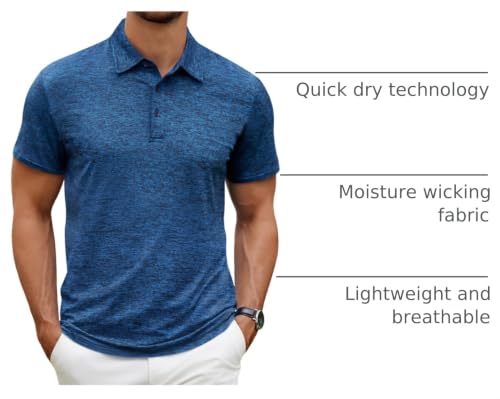 Image of COOFANDY Men's Polo Shirt Golf Quick Dry Performance Short Sleeve Moisture Wicking Athletic Polo Collared Tennis T-Shirt