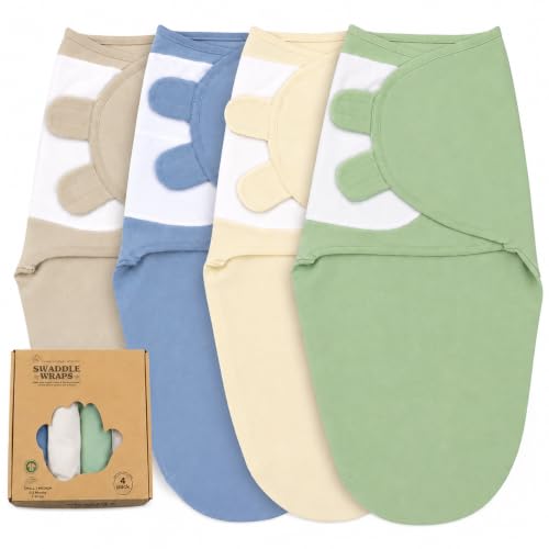 Image of Organic Cotton Baby Swaddle 4-Pack, Swaddles for Newborn 0-3 Month - Swaddle Blanket Infant Wrap Sleep Sack for Boys & Girls, Baby Swaddle for Newborn, Registry & Shower Gift Essential